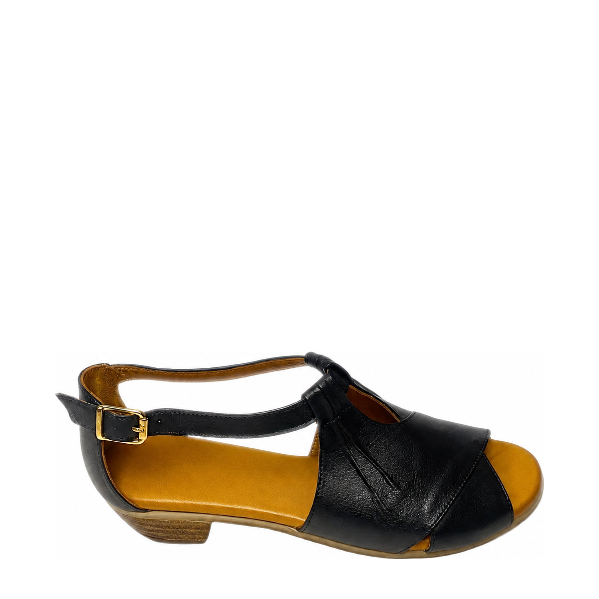 Gia black peep toe sandal, right-facing side view