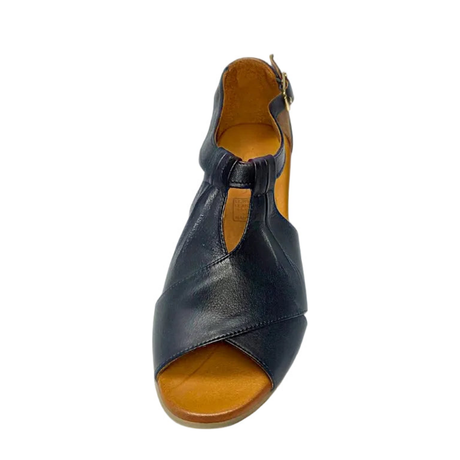 Gia black peep toe sandal, front view