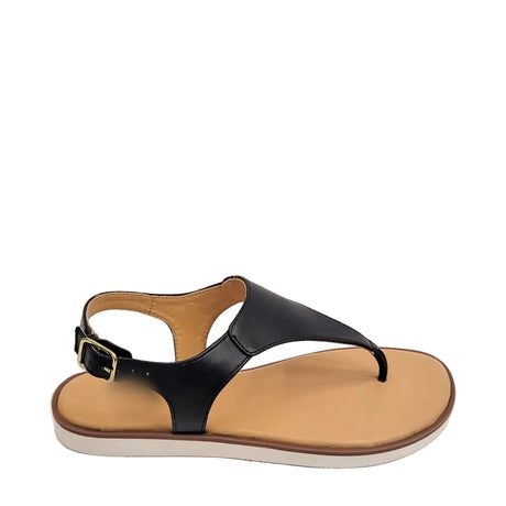 Gia Leather Black Toe Thong Sandal – right-facing side view