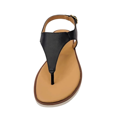 Gia Leather Black Toe Thong Sandal – front view