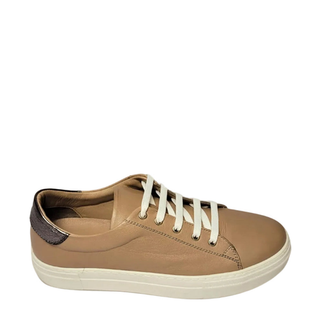 Gia brown leather platform sneaker, right-facing side view