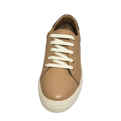 Gia brown leather platform sneaker, front view
