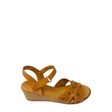 Gia Coconut Laser Cut Leather Wedge right-facing side view