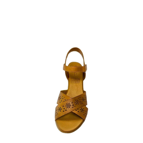 Gia Coconut Laser Cut Leather Wedge front view