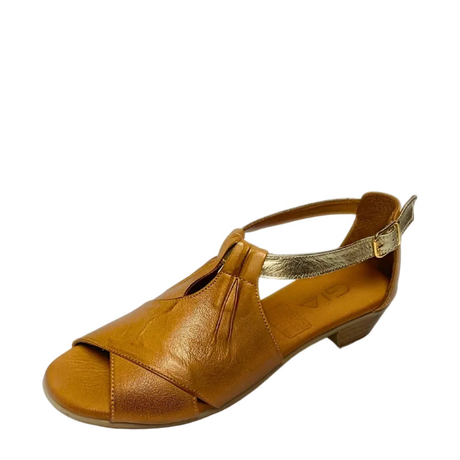 GIA coconut peep toe sandal, three-quarter studio view