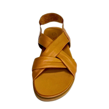 Gia coconut leather cross over slingback sandal, front view