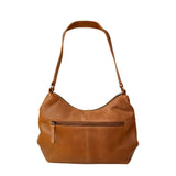 Gia Leather Curved Top Shoulder Bag Camel view 2