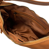 Gia Leather Curved Top Shoulder Bag Camel view 3