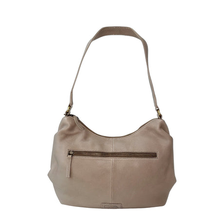Gia Leather Curved Top Shoulder Bag Taupe view 1