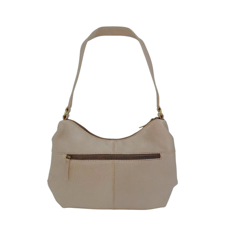 Gia Leather Curved Top Shoulder Bag Taupe view 2
