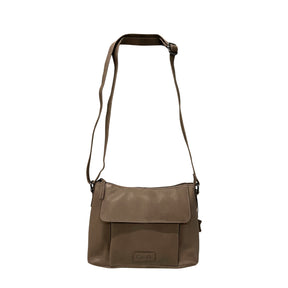Gia Leather Fold Over Flap Bag Taupe view 1