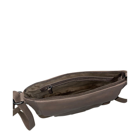 Gia Leather Fold Over Flap Bag Taupe view 3