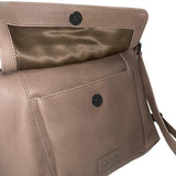 Gia Leather Fold Over Flap Bag Taupe view 6