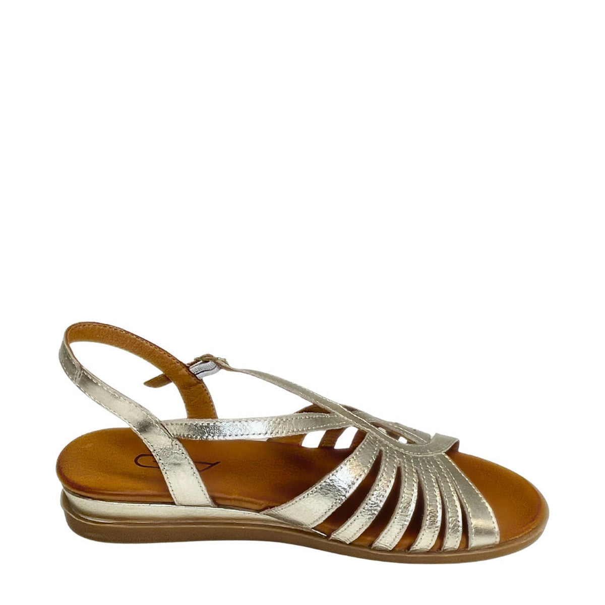 Gia Metalic Leather Strappy Backstrap Sandal - Gold - view 1