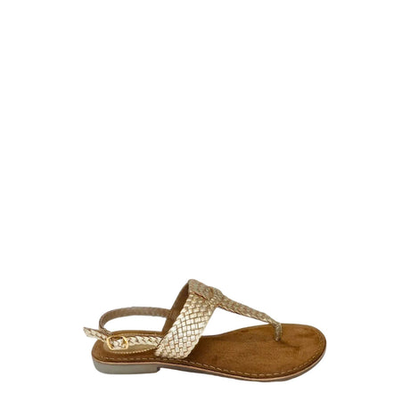 Gia Gold Leather Weave Slingback Sandal right-facing side view