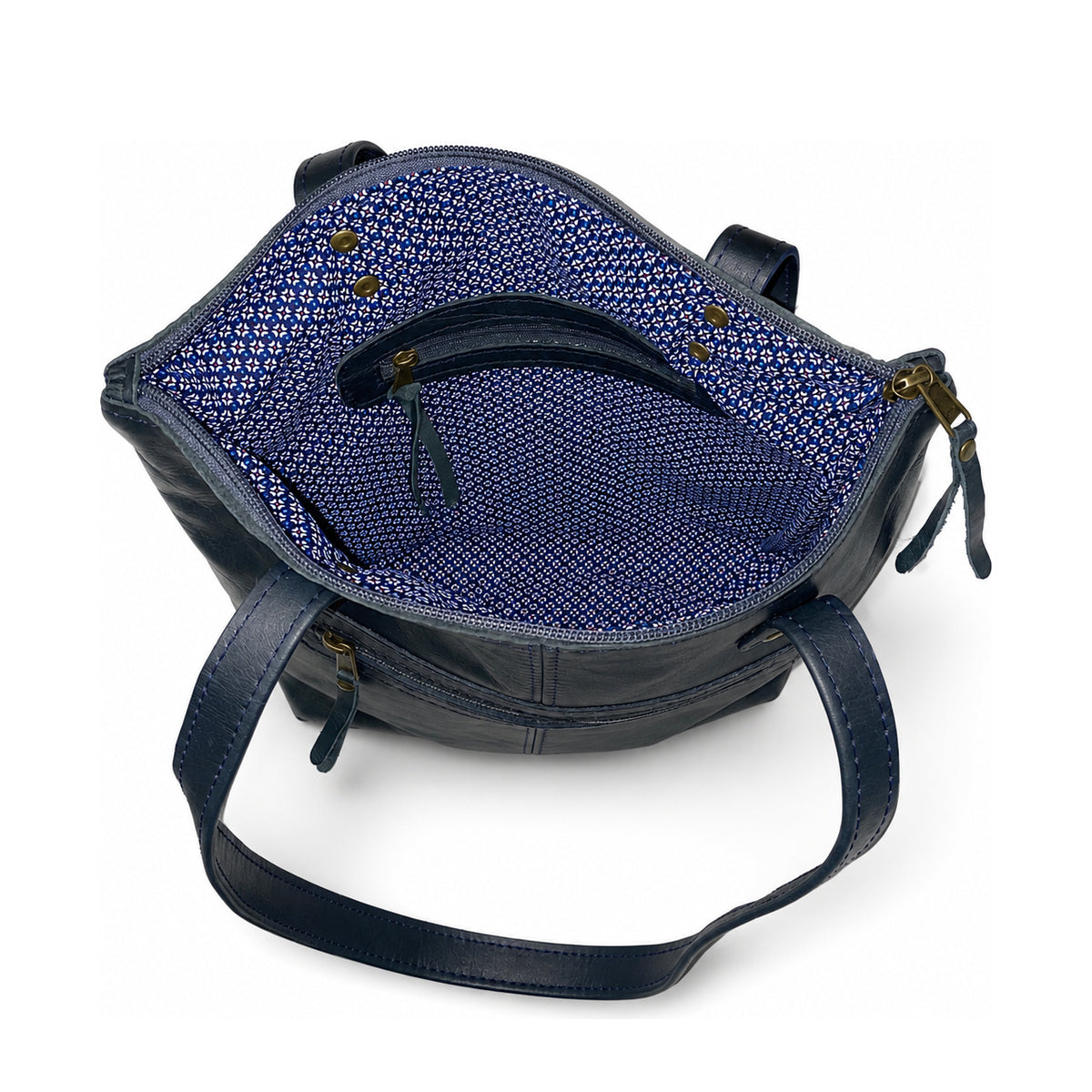 Gia Leather Hannah Tote Bag Navy view 3
