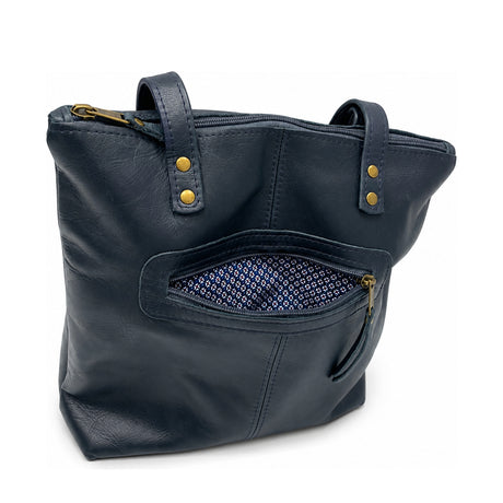 Gia Leather Hannah Tote Bag Navy view 4
