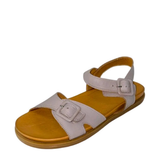 GIA hat leather double buckle sandal, three-quarter studio view
