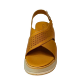 GIA laser cut platform sandal in coconut, front studio view