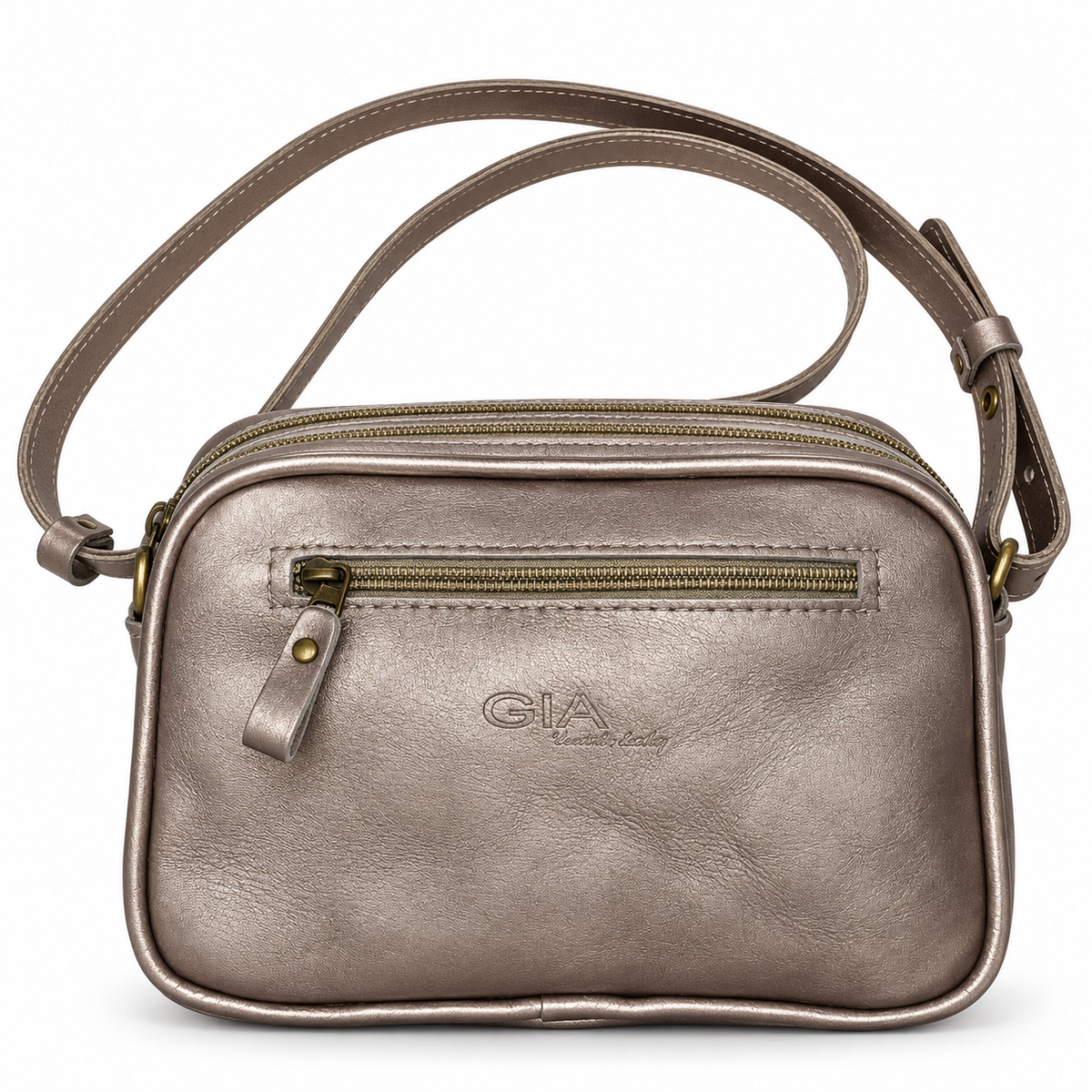 Gia Leather Camera Bag - Pewter - hero view