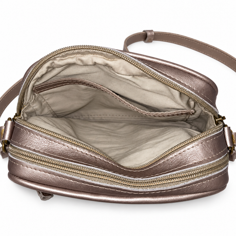 Gia Leather Camera Bag - Pewter - interior view