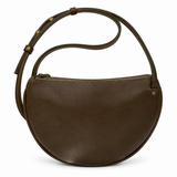 Gia Half-Moon Leather Crossbody Bag - Olive - back view