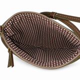 Gia Half-Moon Leather Crossbody Bag - Olive - interior view
