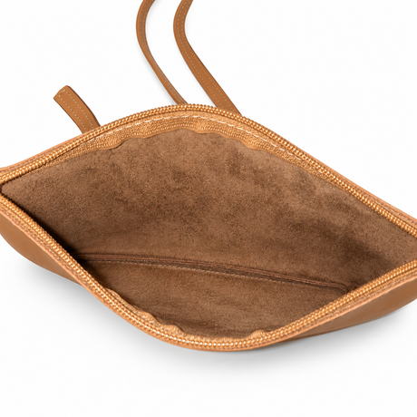 Gia Slim Leather Crossbody Bag - Hazelnut - interior view