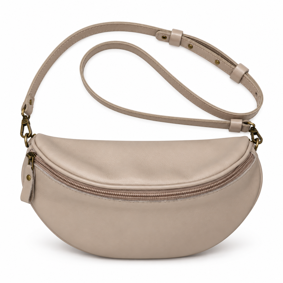 Gia Leather Moonbag - Taupe - back view