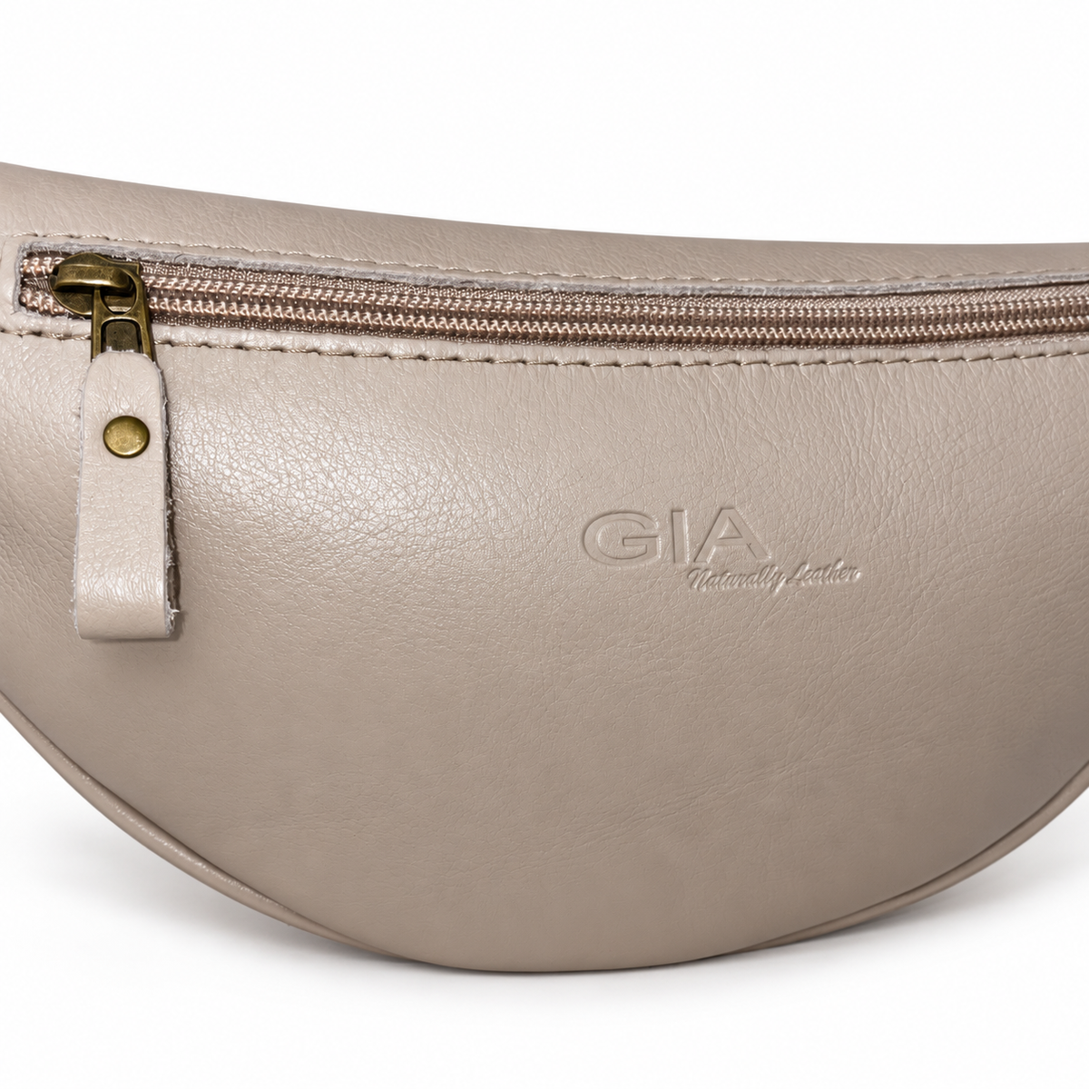 Gia Leather Moonbag - Taupe - detail view