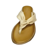 GIA leather knot sandal in beige, front studio view