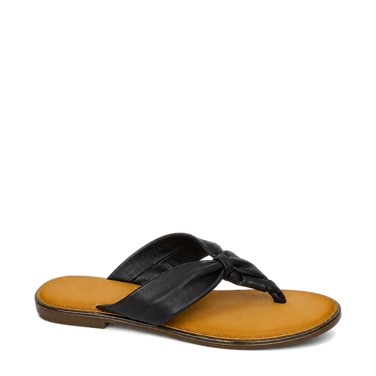 GIA leather knot sandal in black, right-facing studio side view