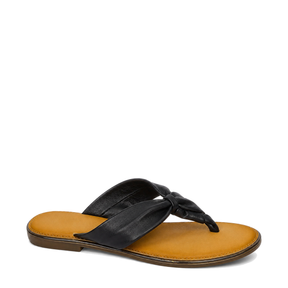 GIA leather knot sandal in black, right-facing studio side view