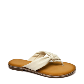 GIA leather knot sandal in white, right-facing studio side view