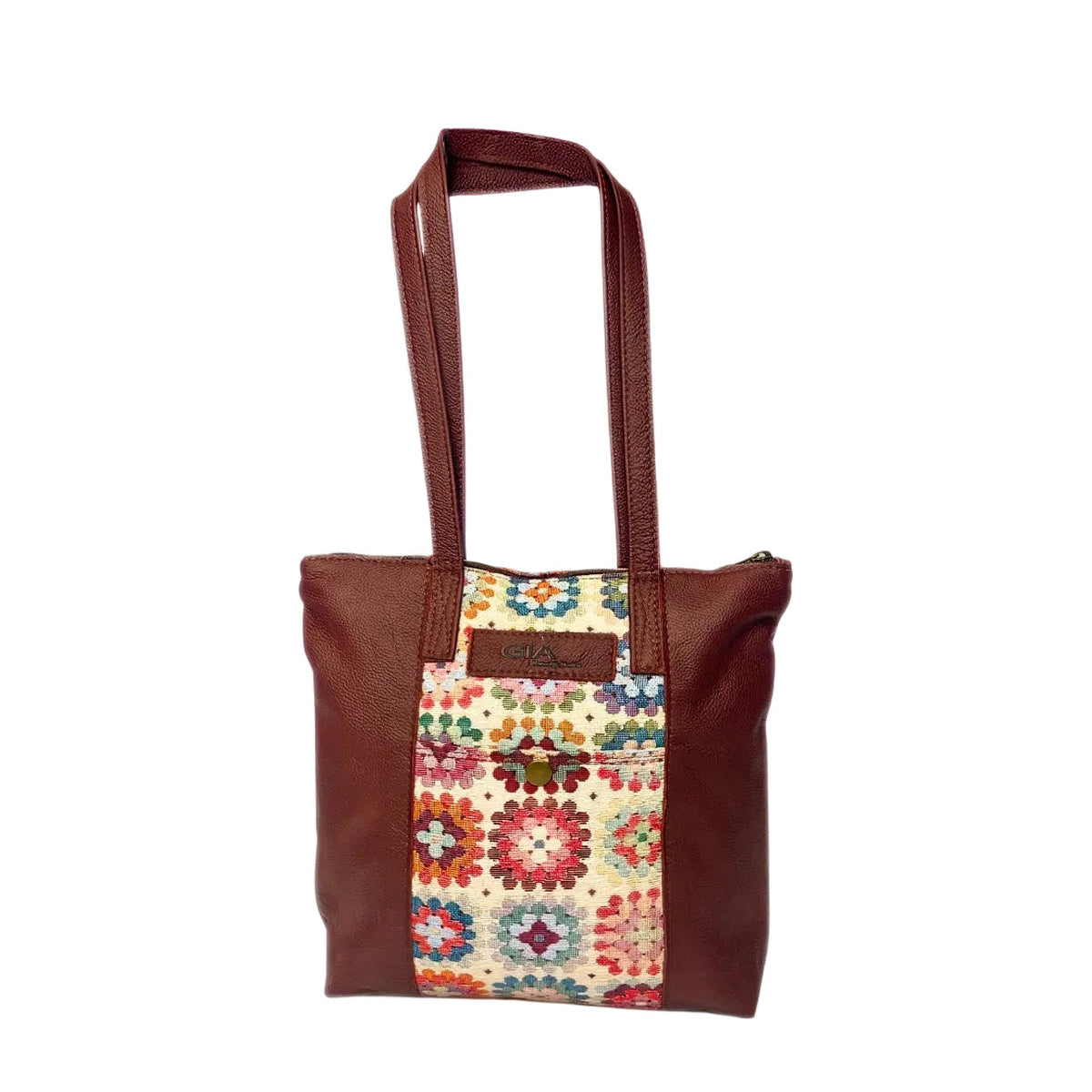 Gia Red Panel Tote Crochet Bag Dark view 1