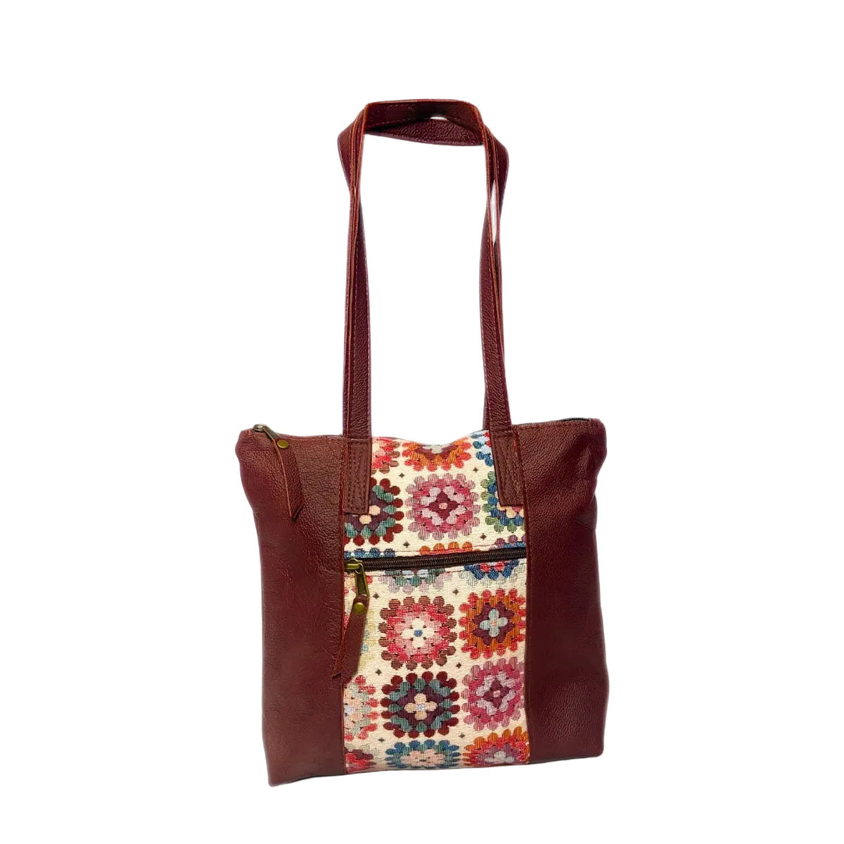 Gia Red Panel Tote Crochet Bag Dark view 2