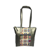Gia Panel Tote Crochet Bag Pewter view 2