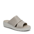 GIA perforated flatform sandal in stone, right-facing studio side view