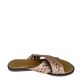 Gia Leather Weave Cross Over Sandal - Rosegold - view 2