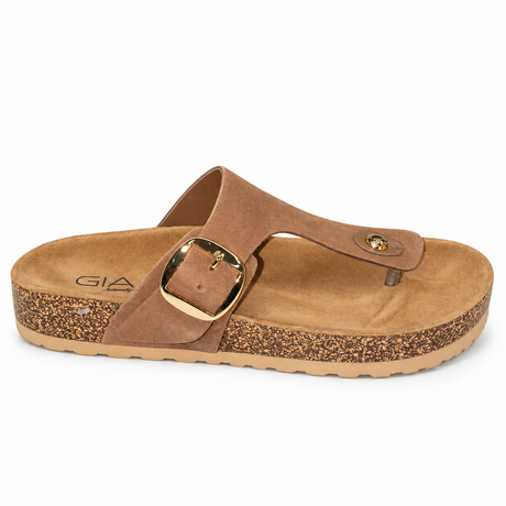 Gia Suede Toe Post Sandal - Taupe, side view