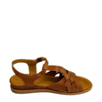 Gia tan leather criss cross T-bar sandal, right-facing side view