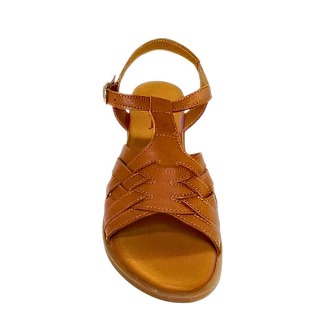 Gia tan leather criss cross T-bar sandal, front view