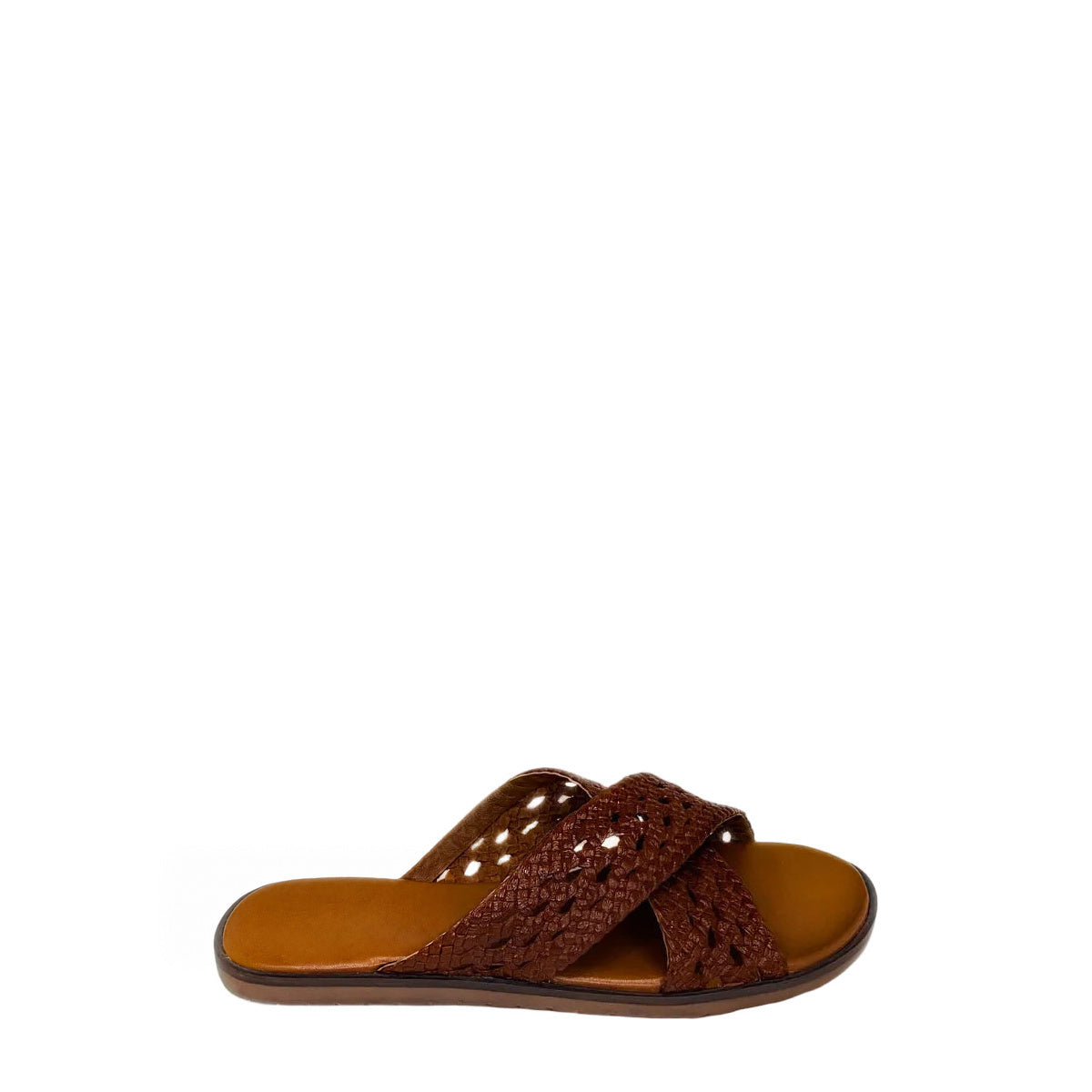 Gia Tan Leather Weave Cross Over Sandal right-facing side view