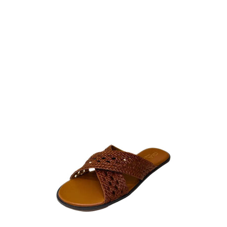 Gia Tan Leather Weave Cross Over Sandal three-quarter view