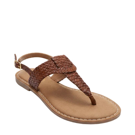 Gia Tan Leather Weave Slingback Sandal – three-quarter view