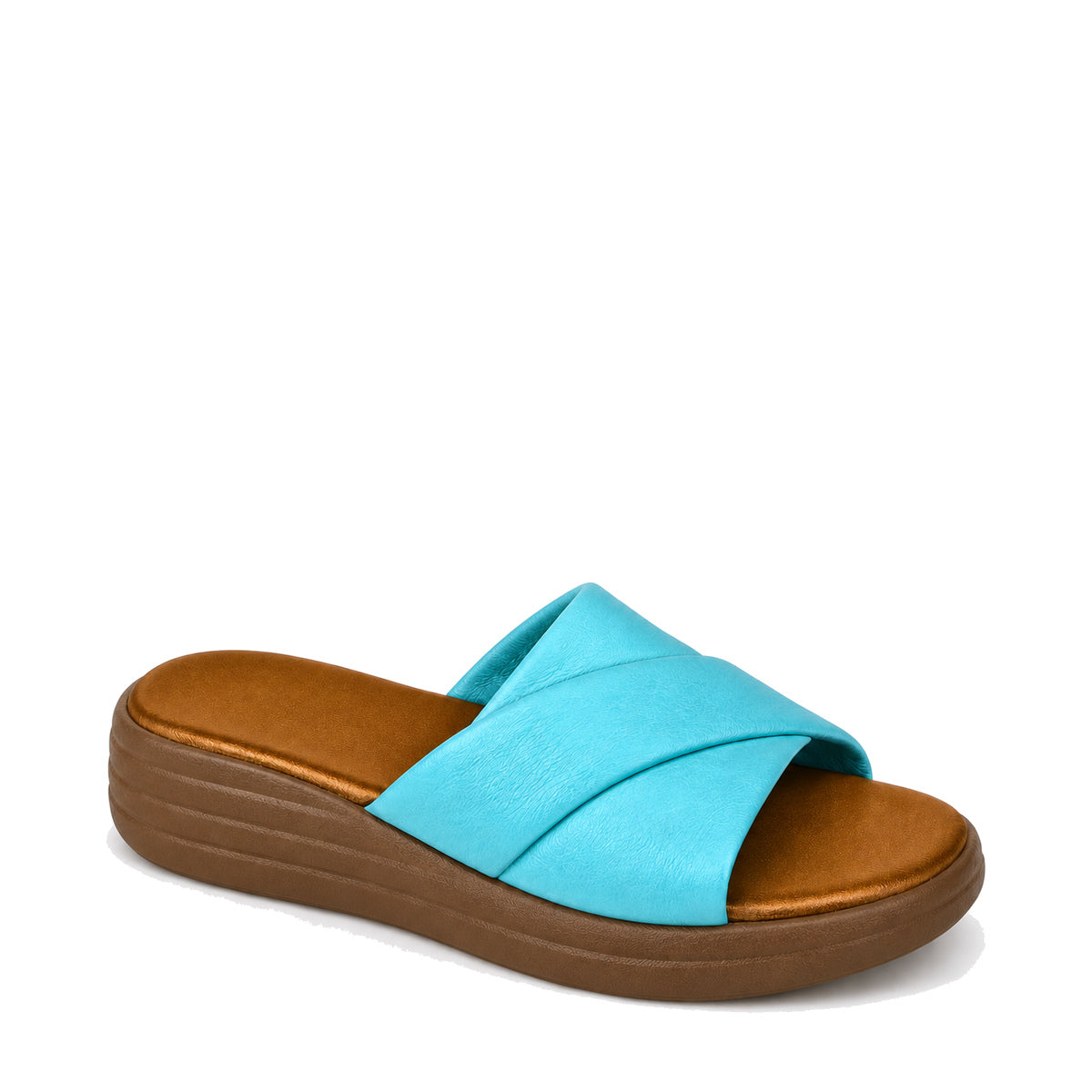 Gia Tiffany Blue Leather Platform Push-in – right-facing hero