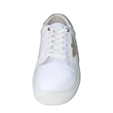 Gia white leather sneaker with gold star, front view