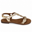 Gia Woven Leather Slingback Sandal - Gold, side view