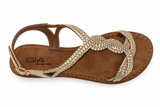 Gia Woven Leather Slingback Sandal - Gold, overhead view