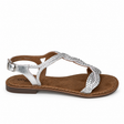 Gia Woven Leather Slingback Sandal - Silver, side view